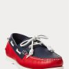 Zapatos casuales Ralph Lauren Merton de cuero bicolor para hombre, color azul marino y rojo Zapatos casuales Ralph Lauren Merton de cuero bicolor para hombre, color azul marino y rojo