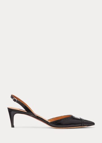 Zapatos de tacón con tira trasera de piel de becerro Ralph Lauren Garland para mujer, color negro