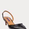 Zapatos de tacón con tira trasera de piel de becerro Ralph Lauren Garland para mujer, color negro Zapatos de tacón con tira trasera de piel de becerro Ralph Lauren Garland para mujer, color negro