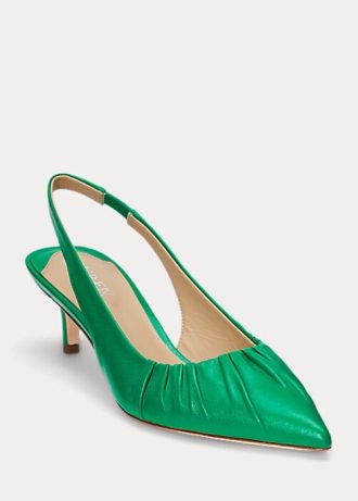 Zapatos de tacón con tira trasera de piel napa Ralph Lauren Lolah para mujer, color verde