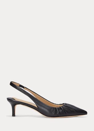 Zapatos de tacón con tira trasera Lolah de piel napa de Ralph Lauren para mujer, color negro
