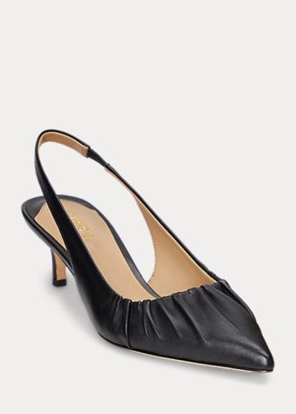 Zapatos de tacón con tira trasera Lolah de piel napa de Ralph Lauren para mujer, color negro