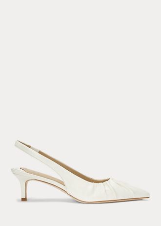 Zapatos de tacón con tira trasera Lolah de piel napa Ralph Lauren para mujer, color blanco