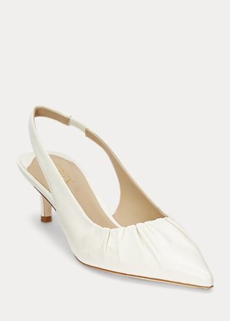 Zapatos de tacón con tira trasera Lolah de piel napa Ralph Lauren para mujer, color blanco