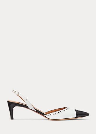 Zapatos de tacón con tira trasera y bloques de color Garland de Ralph Lauren para mujer, en blanco y negro Zapatos de tacón con tira trasera y bloques de color Garland de Ralph Lauren para mujer, en blanco y negro
