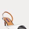 Zapatos de tacón con tira trasera y bloques de color Garland de Ralph Lauren para mujer, en blanco y negro