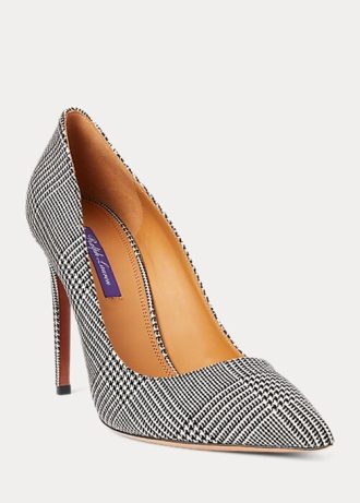 Zapatos de tacón de lana a cuadros Ralph Lauren Celia Glen para mujer, color negro y crema Zapatos de tacón de lana a cuadros Ralph Lauren Celia Glen para mujer, color negro y crema
