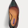Zapatos de tacón de lana a cuadros Ralph Lauren Celia para mujer, color verde y rojo