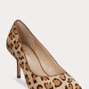 Zapatos de tacón de pelo de becerro Ralph Lauren Lanette para mujer, color marrón