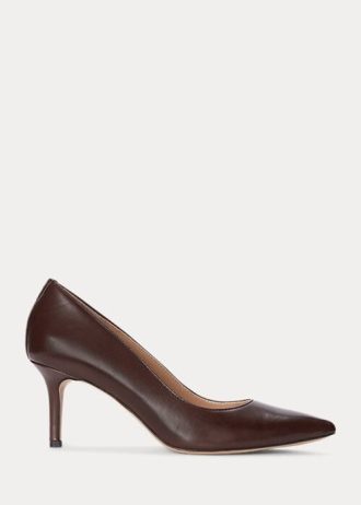 Zapatos de tacón de piel bruñida Ralph Lauren Lanette para mujer, color marrón Zapatos de tacón de piel bruñida Ralph Lauren Lanette para mujer, color marrón