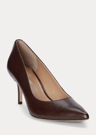 Zapatos de tacón de piel bruñida Ralph Lauren Lanette para mujer, color marrón Zapatos de tacón de piel bruñida Ralph Lauren Lanette para mujer, color marrón