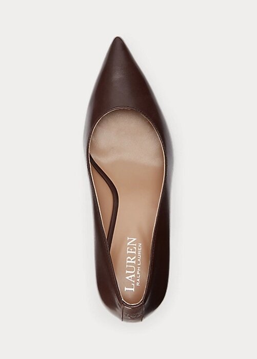 Zapatos de tacón de piel bruñida Ralph Lauren Lanette para mujer, color marrón Zapatos de tacón de piel bruñida Ralph Lauren Lanette para mujer, color marrón
