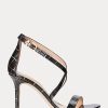 Zapatos de tacón de piel con relieve Ralph Lauren Gabriele para mujer, color negro y dorado Zapatos de tacón de piel con relieve Ralph Lauren Gabriele para mujer, color negro y dorado