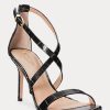 Zapatos de tacón de piel con relieve Ralph Lauren Gabriele para mujer, color negro y dorado Zapatos de tacón de piel con relieve Ralph Lauren Gabriele para mujer, color negro y dorado