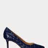 Zapatos de tacón de piel con relieve Ralph Lauren Lanette para mujer, color azul marino Zapatos de tacón de piel con relieve Ralph Lauren Lanette para mujer, color azul marino