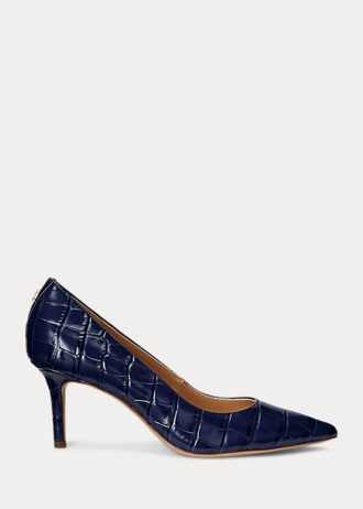Zapatos de tacón de piel con relieve Ralph Lauren Lanette para mujer, color azul marino Zapatos de tacón de piel con relieve Ralph Lauren Lanette para mujer, color azul marino