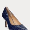 Zapatos de tacón de piel con relieve Ralph Lauren Lanette para mujer, color azul marino Zapatos de tacón de piel con relieve Ralph Lauren Lanette para mujer, color azul marino