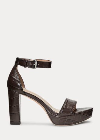 Zapatos de tacón de piel con relieve Sylvia de Ralph Lauren para mujer, color marrón Zapatos de tacón de piel con relieve Sylvia de Ralph Lauren para mujer, color marrón
