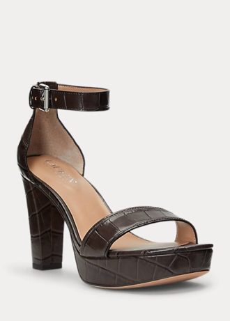 Zapatos de tacón de piel con relieve Sylvia de Ralph Lauren para mujer, color marrón Zapatos de tacón de piel con relieve Sylvia de Ralph Lauren para mujer, color marrón