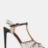 Zapatos de tacón de satén adornados Ralph Lauren Vasile para mujer, en blanco y negro Zapatos de tacón de satén adornados Ralph Lauren Vasile para mujer, en blanco y negro