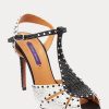 Zapatos de tacón de satén adornados Ralph Lauren Vasile para mujer, en blanco y negro Zapatos de tacón de satén adornados Ralph Lauren Vasile para mujer, en blanco y negro