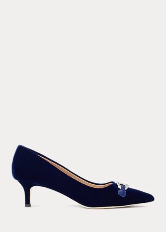 Zapatos de tacón de terciopelo Ralph Lauren Amory para mujer en color azul marino Zapatos de tacón de terciopelo Ralph Lauren Amory para mujer en color azul marino