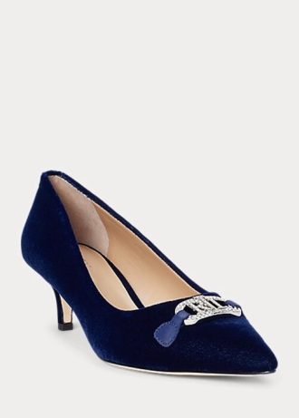 Zapatos de tacón de terciopelo Ralph Lauren Amory para mujer en color azul marino Zapatos de tacón de terciopelo Ralph Lauren Amory para mujer en color azul marino