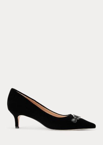 Zapatos de tacón de terciopelo Ralph Lauren Amory para mujer en color negro Zapatos de tacón de terciopelo Ralph Lauren Amory para mujer en color negro