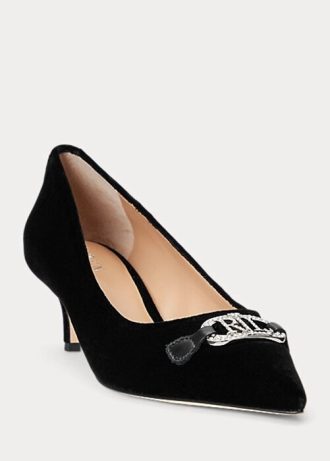 Zapatos de tacón de terciopelo Ralph Lauren Amory para mujer en color negro Zapatos de tacón de terciopelo Ralph Lauren Amory para mujer en color negro