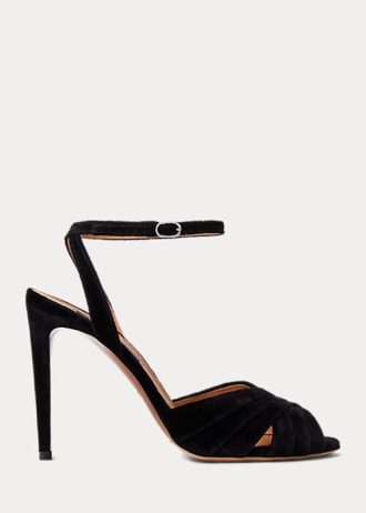 Zapatos de tacón de terciopelo Ralph Lauren Bacall II negros para mujer Zapatos de tacón de terciopelo Ralph Lauren Bacall II negros para mujer
