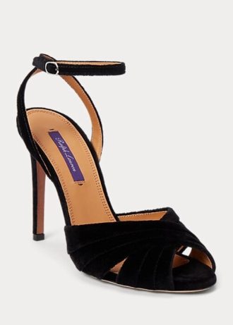 Zapatos de tacón de terciopelo Ralph Lauren Bacall II negros para mujer Zapatos de tacón de terciopelo Ralph Lauren Bacall II negros para mujer