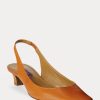 Zapatos de tacón de tira trasera de cuero Ralph Lauren Kels para mujer en amarillo oscuro Zapatos de tacón de tira trasera de cuero Ralph Lauren Kels para mujer en amarillo oscuro