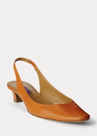 Zapatos de tacón de tira trasera de cuero Ralph Lauren Kels para mujer en amarillo oscuro Zapatos de tacón de tira trasera de cuero Ralph Lauren Kels para mujer en amarillo oscuro