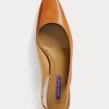 Zapatos de tacón de tira trasera de cuero Ralph Lauren Kels para mujer en amarillo oscuro Zapatos de tacón de tira trasera de cuero Ralph Lauren Kels para mujer en amarillo oscuro