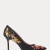 Zapatos de tacón negros Ralph Lauren Lindella II de ante y bordado para mujer Zapatos de tacón negros Ralph Lauren Lindella II de ante y bordado para mujer
