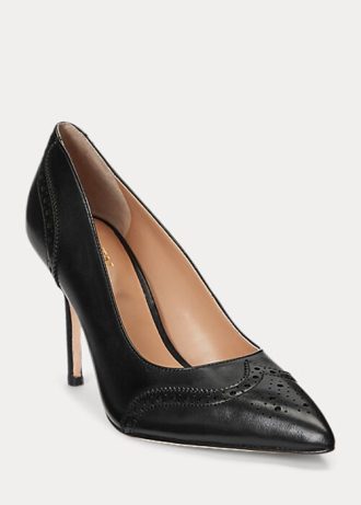 Zapatos de tacón negros Ralph Lauren Lynden de piel bruñida para mujer Zapatos de tacón negros Ralph Lauren Lynden de piel bruñida para mujer