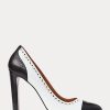 Zapatos de tacón Ralph Lauren Ainsley de piel de becerro con bloques de color en blanco y negro para mujer