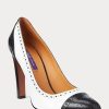 Zapatos de tacón Ralph Lauren Ainsley de piel de becerro con bloques de color en blanco y negro para mujer