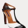 Zapatos de tacón Ralph Lauren Haskell de piel de becerro con bloques de color en blanco y negro para mujer Zapatos de tacón Ralph Lauren Haskell de piel de becerro con bloques de color en blanco y negro para mujer