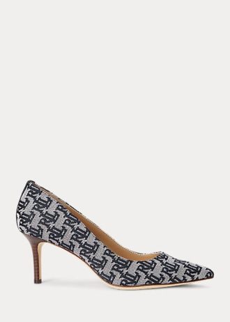 Zapatos de tacón Ralph Lauren Lanette con monograma en jacquard para mujer en color azul marino Zapatos de tacón Ralph Lauren Lanette con monograma en jacquard para mujer en color azul marino