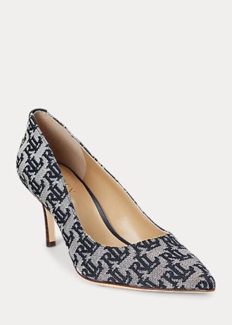 Zapatos de tacón Ralph Lauren Lanette con monograma en jacquard para mujer en color azul marino Zapatos de tacón Ralph Lauren Lanette con monograma en jacquard para mujer en color azul marino