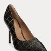 Zapatos de tacón Ralph Lauren Lindella de piel grabada en negro y dorado para mujer Zapatos de tacón Ralph Lauren Lindella de piel grabada en negro y dorado para mujer