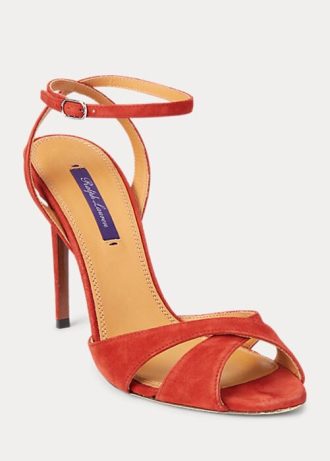 Zapatos de tacón rojos Ralph Lauren Kandice de ante de cabra para mujer Zapatos de tacón rojos Ralph Lauren Kandice de ante de cabra para mujer
