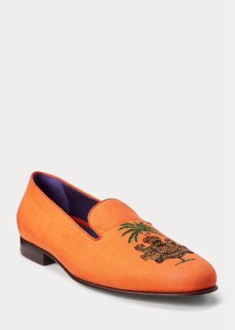 Zapatos de vestir de lino bordado Ralph Lauren Alonzo para hombre en color naranja Zapatos de vestir de lino bordado Ralph Lauren Alonzo para hombre en color naranja
