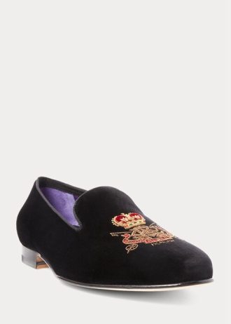 Zapatos de vestir de terciopelo Ralph Lauren Alonzo Bullion Crest para hombre, color negro Zapatos de vestir de terciopelo Ralph Lauren Alonzo Bullion Crest para hombre, color negro