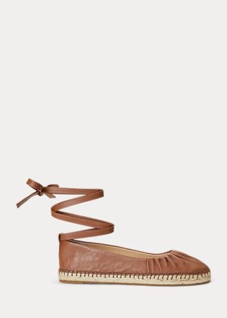 Zapatos planos con cordones de piel napa Ralph Lauren Cecilia para mujer en color marrón Zapatos planos con cordones de piel napa Ralph Lauren Cecilia para mujer en color marrón