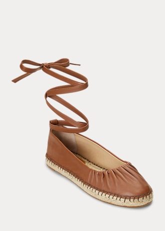 Zapatos planos con cordones de piel napa Ralph Lauren Cecilia para mujer en color marrón Zapatos planos con cordones de piel napa Ralph Lauren Cecilia para mujer en color marrón