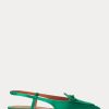 Zapatos planos con tira trasera en satén de seda Ralph Lauren para mujer, color verde Zapatos planos con tira trasera en satén de seda Ralph Lauren para mujer, color verde