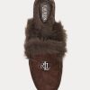 Zapatos planos de ante con ribete de piel sintética Savanah de Ralph Lauren para mujer en color chocolate Zapatos planos de ante con ribete de piel sintética Savanah de Ralph Lauren para mujer en color chocolate