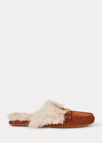 Zapatos planos de ante con ribete de piel sintética Savanah de Ralph Lauren para mujer en color marrón Zapatos planos de ante con ribete de piel sintética Savanah de Ralph Lauren para mujer en color marrón